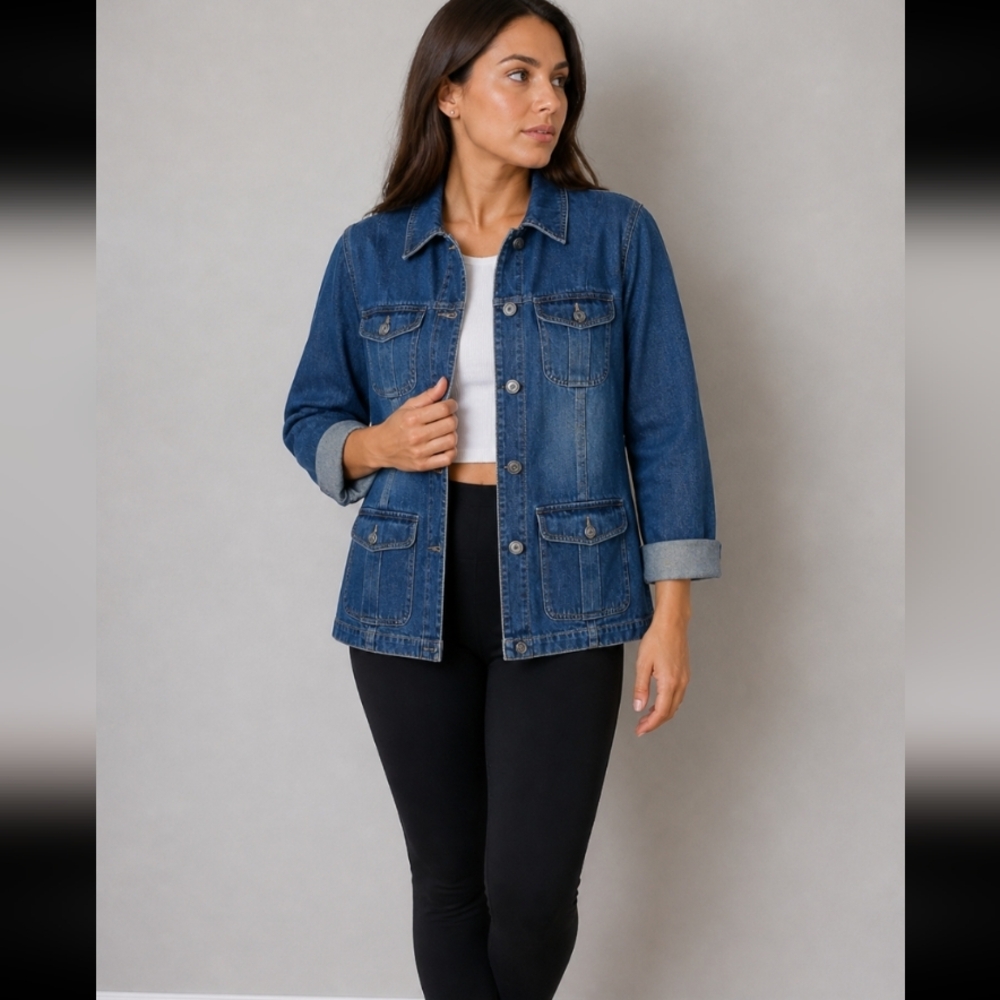 STYLE & CO. Blue Jean Button Up Jacket M